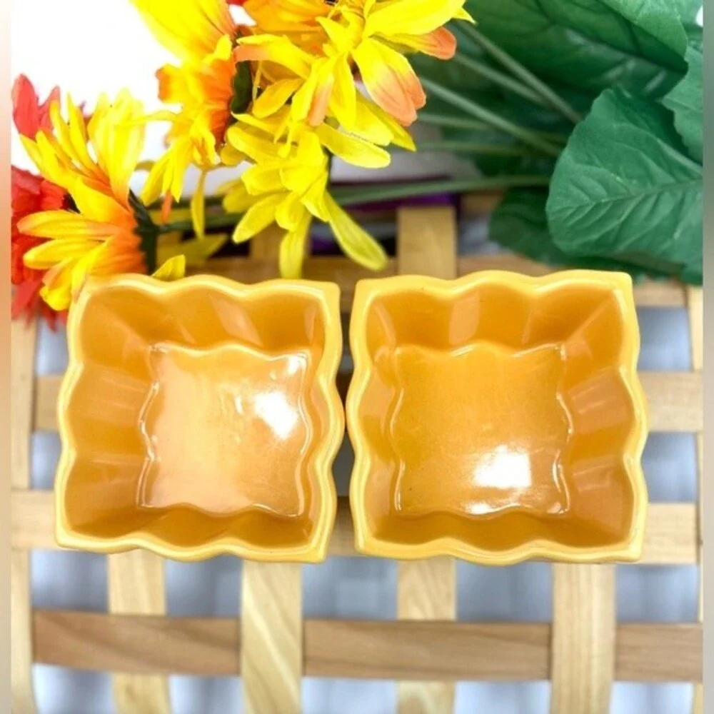 Pier 1 Imports Stoneware 1 Cup Bowls Orange Set of 2